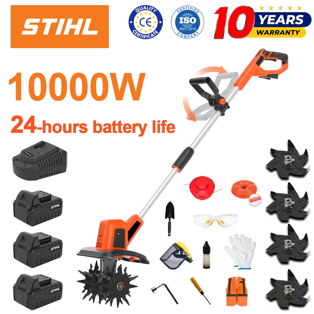 (Czas pracy baterii 24 godziny) Pług 10000 W + bateria litowa 96 V * 3 + szybka ładowarka * 1 + łopata * 1 + lemiesz pługa * 4 + tarcza tnąca * 1 + lina tnąca * 1 + różne akcesoria