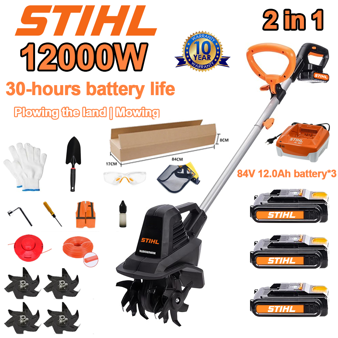 (Czas pracy baterii 30 godzin) Pług 12000 W + akumulator litowy 84 V 12,0 Ah * 3 + szybka ładowarka * 1 + łopata * 1 + lemiesz pługa * 4 + tarcza tnąca * 1 + lina tnąca * 1 + różne akcesoria